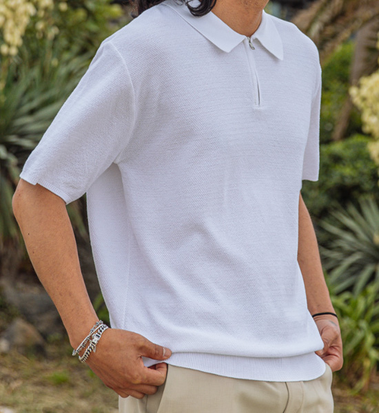 <br><font color="#fd0303">[365SALE]</font><br><font color="#2046a7">★교환/반품불가★</font><br>OBT_SSSG:쿰프 Linen half zip-up short-sleeved collar knitwear..