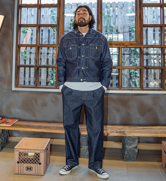 (L-5XL)<BR>치숌 생지데님자켓 400+포샤 Wide non-wash denim pants 401