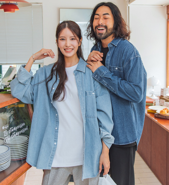 (L-6XL)<br>로크너 denim shirt