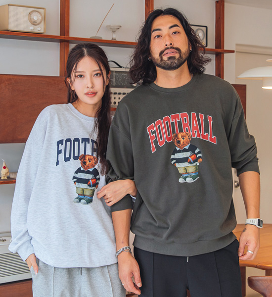 (L-5XL)<br>풋볼테디 man-to-man T