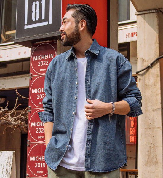 (L-4XL)<br>디페토 denim shirt(92)