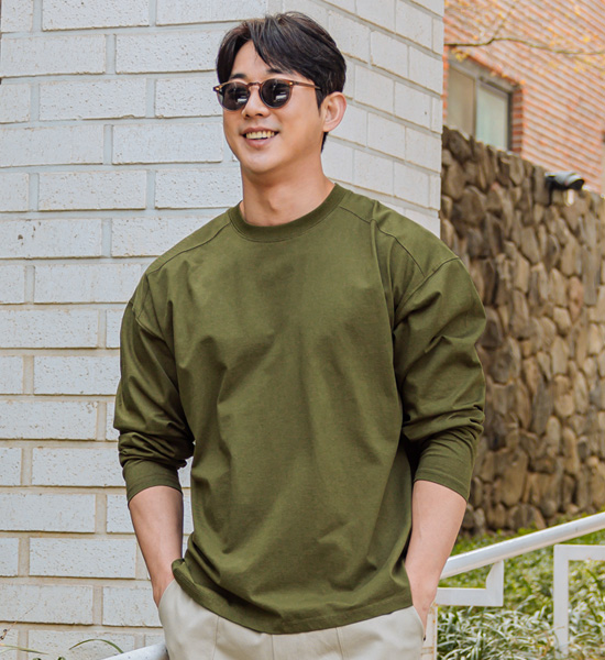 (L-5XL)<br>타기니 Primiam Cotton incised long-sleeve T-shirt