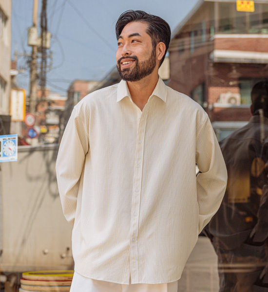 (3XL-6XL)<br>로킹엄 Stripe Shirt