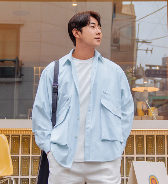 (XL-6XL)<br>얼티마 Stripe 린넨면 Shirt&Jacket