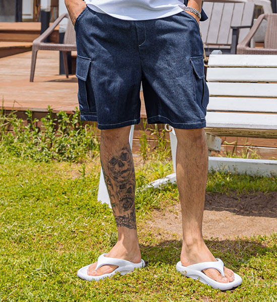 (XL-6XL)<BR>텔마 Non-wash jeans Banding Shorts