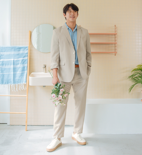 (L-4XL)<BR>모그파스 a linen jacket+브라이언 Banding Slacks
