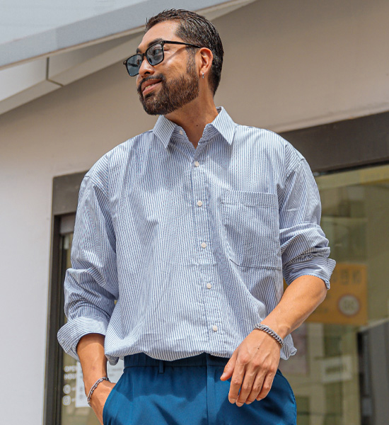 (L-5XL)<br>닐스 oxford Stripe  Shirt