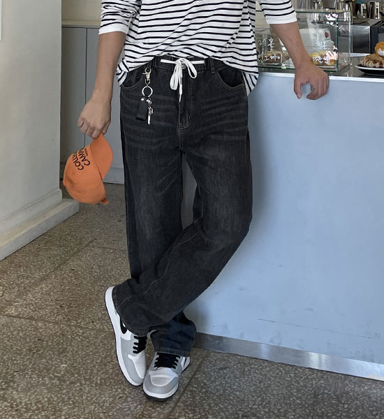 (M-4XL)<BR>제노스 Hair band denim pants 655