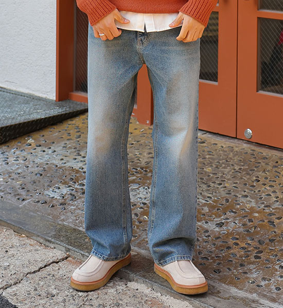 (L-4XL)<BR>노카루 Wide denim pants RA-1066