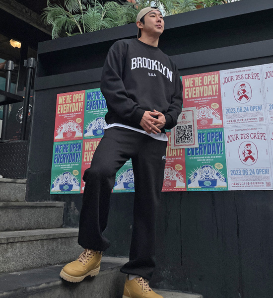 (L-6XL)<BR>Brooklyn Training Set Hood/man-to-man T+조거/세미와이드<br><font color="#098a09"><B>기장선택 상(Basic,Long+6cm),하(Basic,Long+8cm)</B></font>