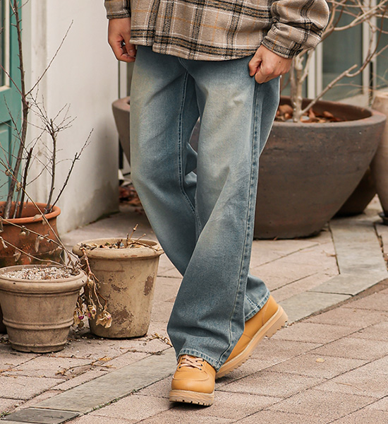 (S-5XL)<BR>데이비츠 Semi-wide fit denim pants <br><font color="#098a09"><B>Select length (Basic,Long+8cm)</B></font>