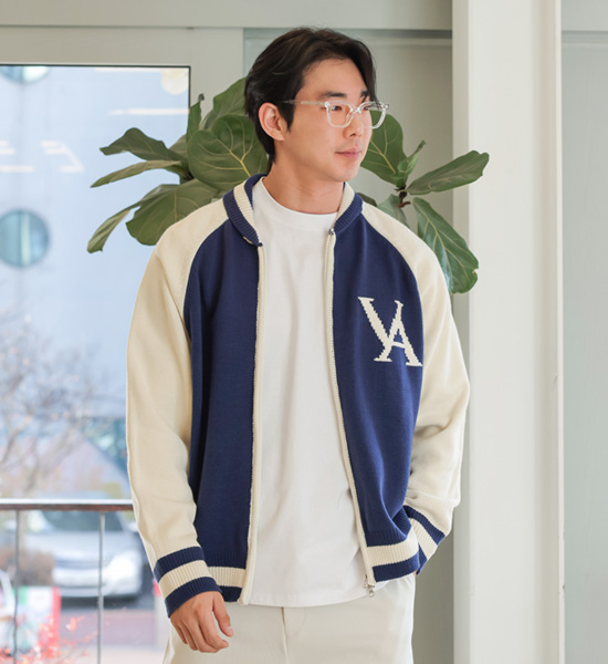 (XL-6XL)<BR>유랄디 color combination knit zip-up