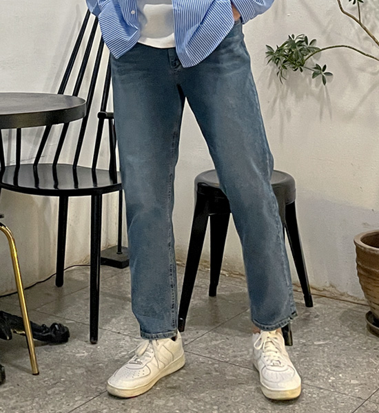 (L-4XL)<BR>컬던 Slim Fit Hidden banding denim pants RA-1047