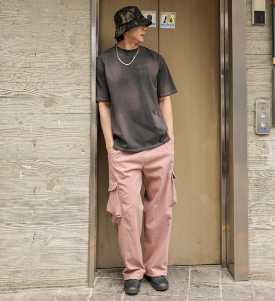 (L-5XL)<BR>치카모 Semi-wide fit pigment cargo-banding pants