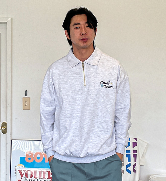 (M-5XL)<BR>스파주 collar sweatshirt