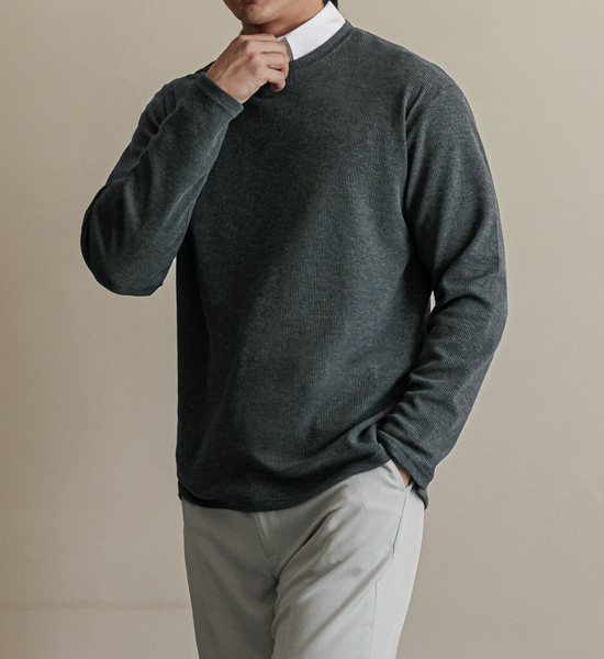 (L-5XL)<br>하브란 Waffle a long-sleeved t-shirt<BR><B><FONT COLOR="#ff4800">[Additional discount]</FONT></B>