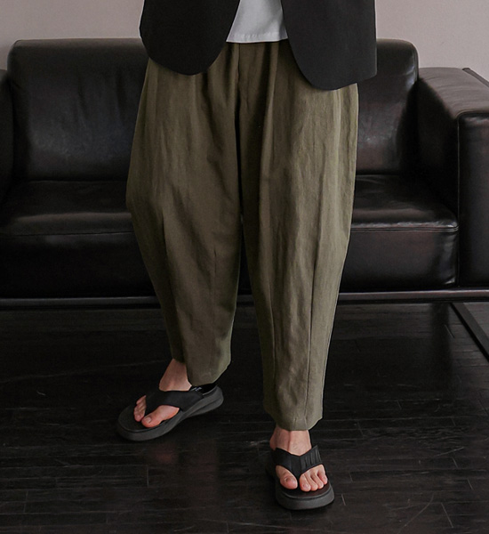 (L-5XL)<BR>사르노 wide fit Linen banding pants