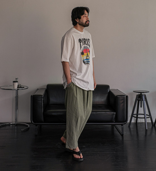 (L-5XL)<BR>사르노 wide fit Linen banding pants