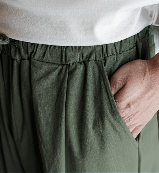 (L-4XL)<br>로즈호 Semi-wide fit Linen banding pants <br><font color="#098a09"><B>Select length (Basic,Long+8cm)</B></font>