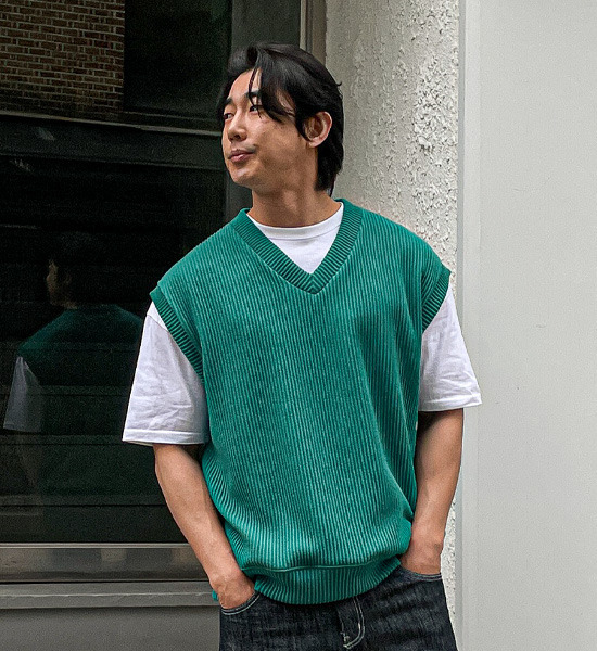 (L-4XL)<BR>데이아 골지니트조끼