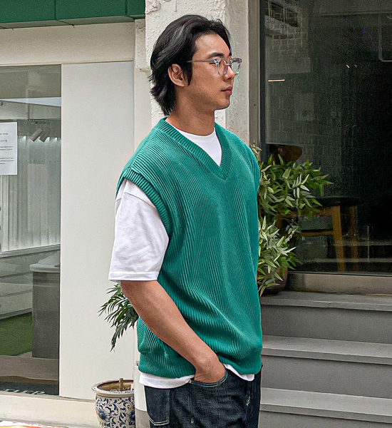 (L-4XL)<BR>데이아 골지니트조끼