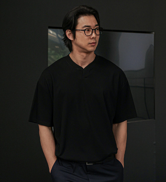 (XL-6XL)<br>까사노 Henley neck Short T shirts