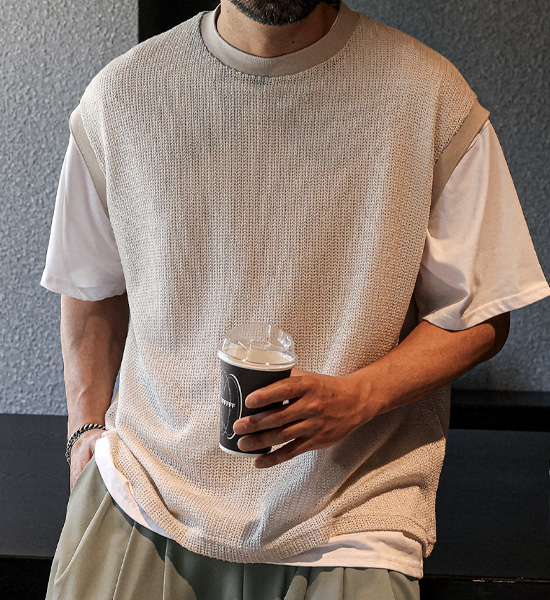 (XL-4XL)<BR>파차버 Knit Vest