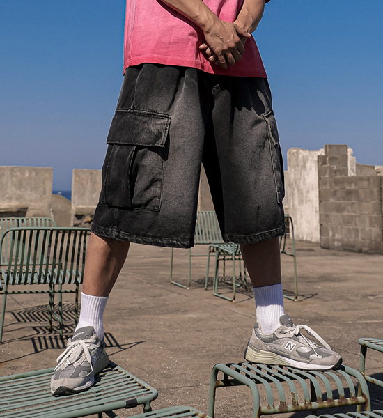 (XL-6XL)<BR>바달 Bermuda denim banding shorts