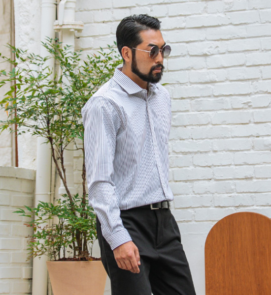 (M-4XL)<br>공연초대 Striped shirt