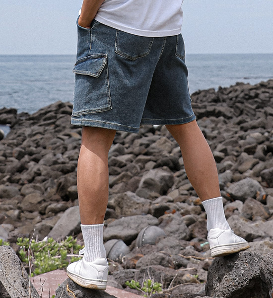 (L-5XL)<br>버트하드 denim banding shorts 878