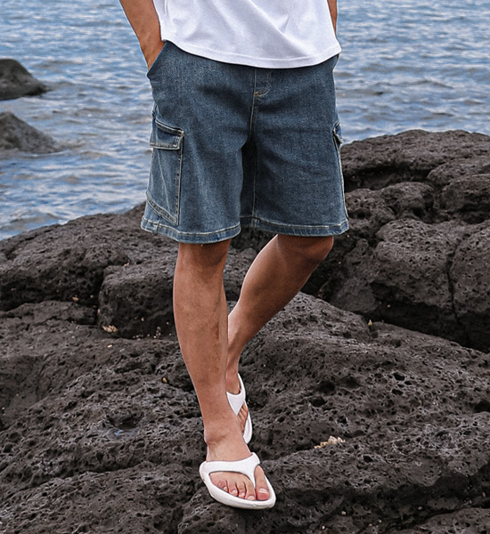 (L-5XL)<br>버트하드 denim banding shorts 878