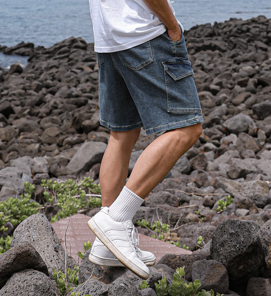 (L-5XL)<br>버트하드 denim banding shorts 878
