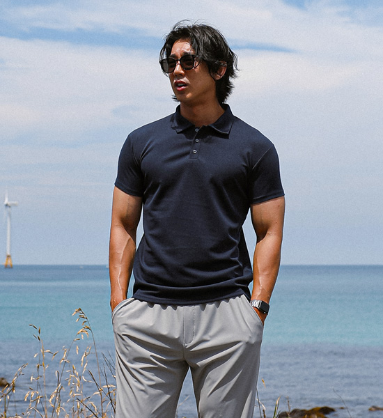 (M-5XL)<BR>안다토 short-sleeved collar T-shirt