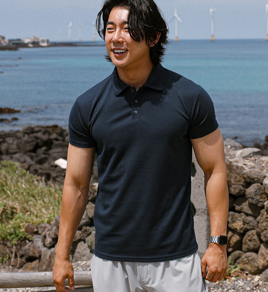 (M-5XL)<BR>안다토 short-sleeved collar T-shirt