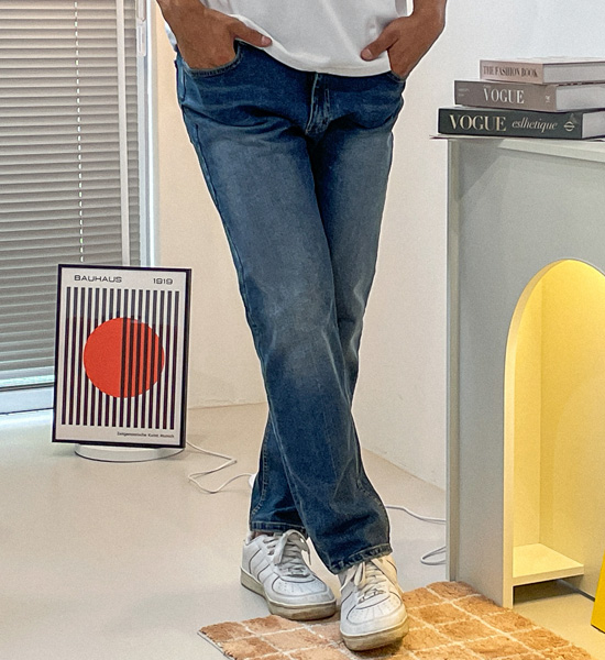 (L-4XL)<BR>휘호 Slim Fit Hidden banding denim pants RA-1067