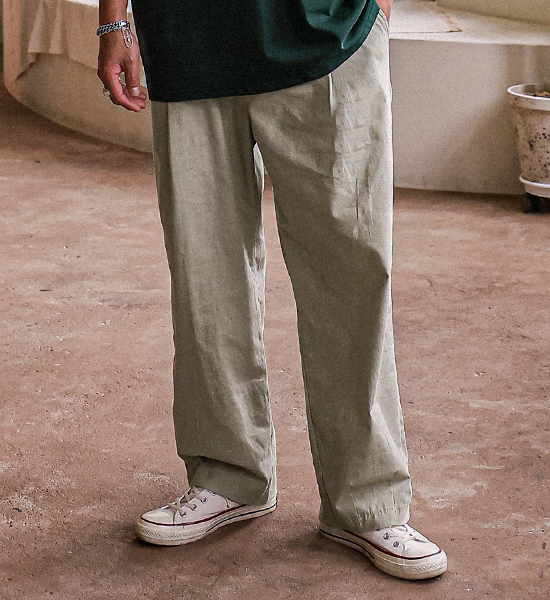 (L-4XL)<br>로즈호 Semi-wide fit Linen banding pants <br><font color="#098a09"><B>Select length (Basic,Long+8cm)</B></font>