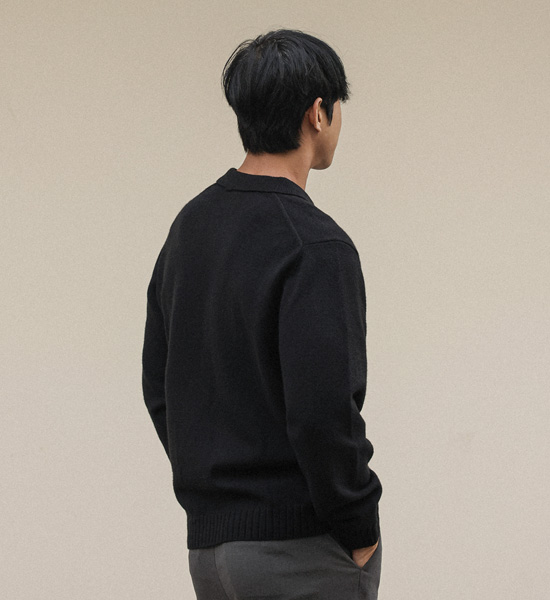 (2XL-5XL)<BR>도펄 Open Collar long-sleeved knitwear