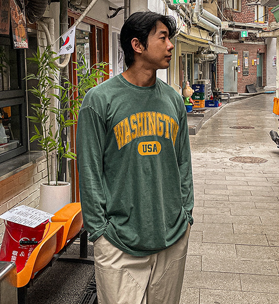 (L-5XL)<BR>리카파 pigment a long-sleeved t-shirt