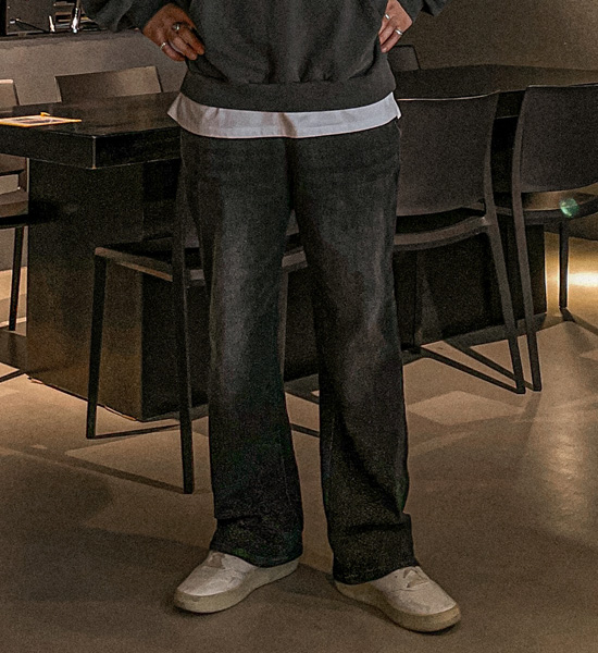 (L-4XL)<BR>비스타라 standard fit denim banding pants