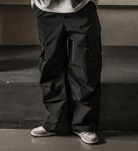 라즈포 wide fit cargo-banding pants