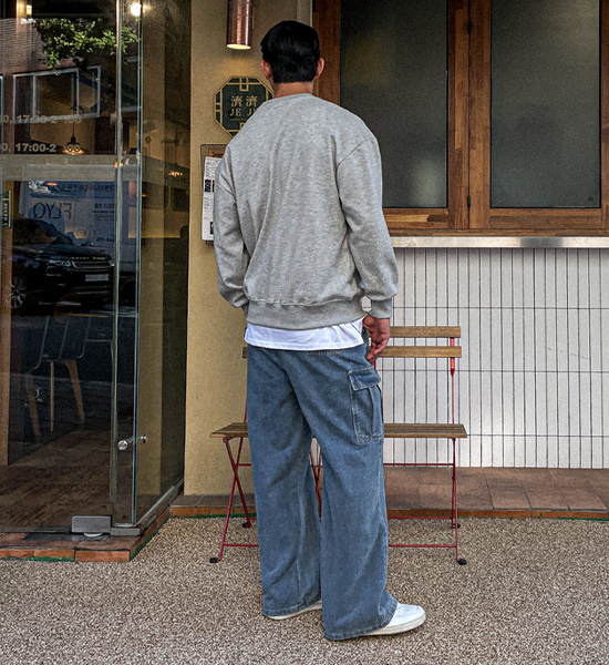 (M-4XL)<BR>로쑤 Semi-wide fit Cargo denim banding pants