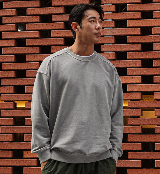 (M-5XL)<Br>움파 pigment man-to-man T