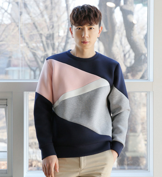 (M-5XL)<br>네오블럭 man-to-man T <br><font color="#098a09"><B>Select length (Basic,Long+6cm)</B></font>