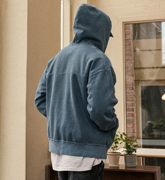 (L-5XL)<BR>코카디야 pigment Napping hood zip-up T012