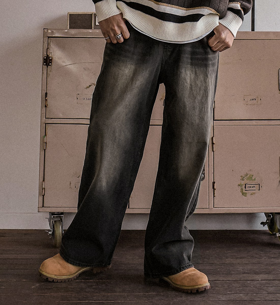 유허스트 Semi-wide fit denim banding pants RA-1073