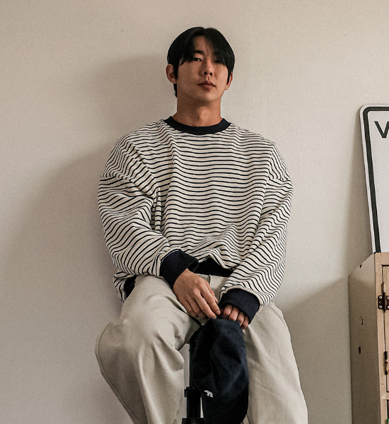 (XL-6XL)<BR>림콘 stripe man-to-man T