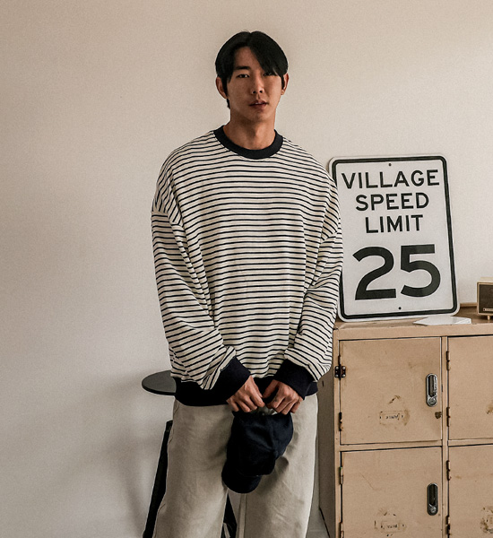 (XL-6XL)<BR>림콘 stripe man-to-man T