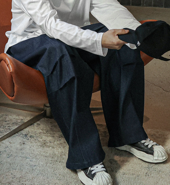 (XL-6XL)<BR>테노우 wide fit Non-wash jeans banding pants