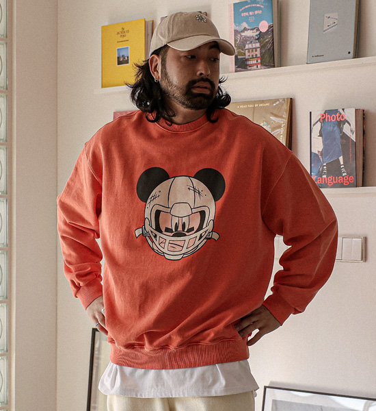 럭키미키 pigment man-to-man T
