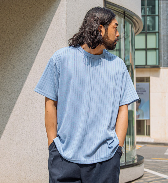 (L-4XL)<br>큐텔라 ribbed Short-sleeve Knit